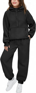 Girls 2 Piece Tracksuit Half Zip Hoodie and Joggers Set - Cozy Shoes