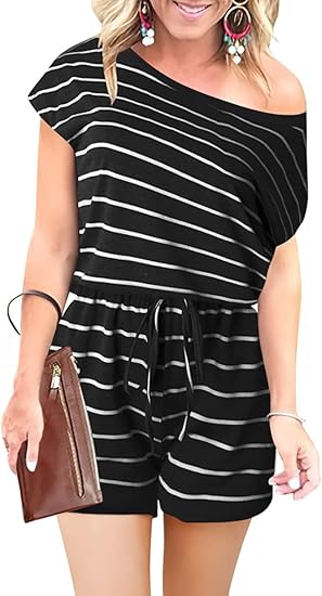 ANRABESS Women's Loose Casual Off Shoulder Jumpsuit for Comfort
