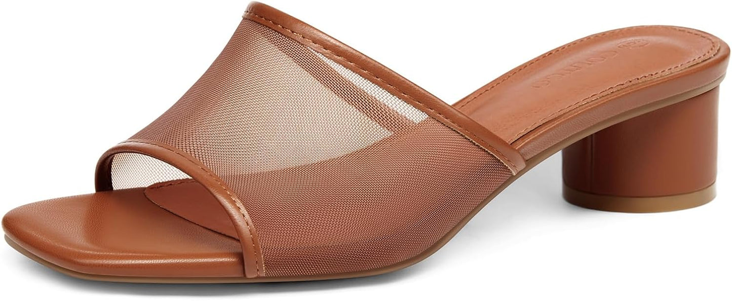 Coutgo Womens Slide Sandals with Chunky Heels for Summer