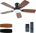 Brown 42 in Low Profile Ceiling Fan with Light and Remote - Quiet DC
