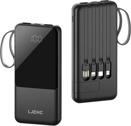 Ultimate Portable Charger with Built-In Cables, 10000mAh