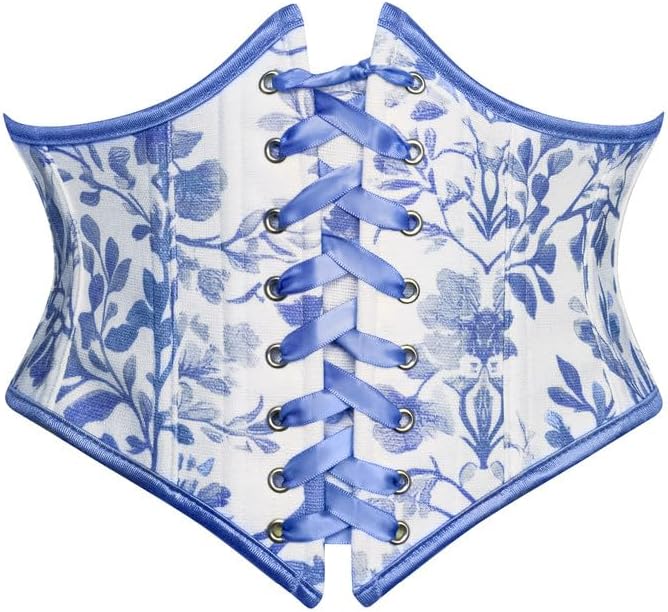 Scarlet Darkness Corset Belt: Floral Lace Up Boned Underbust