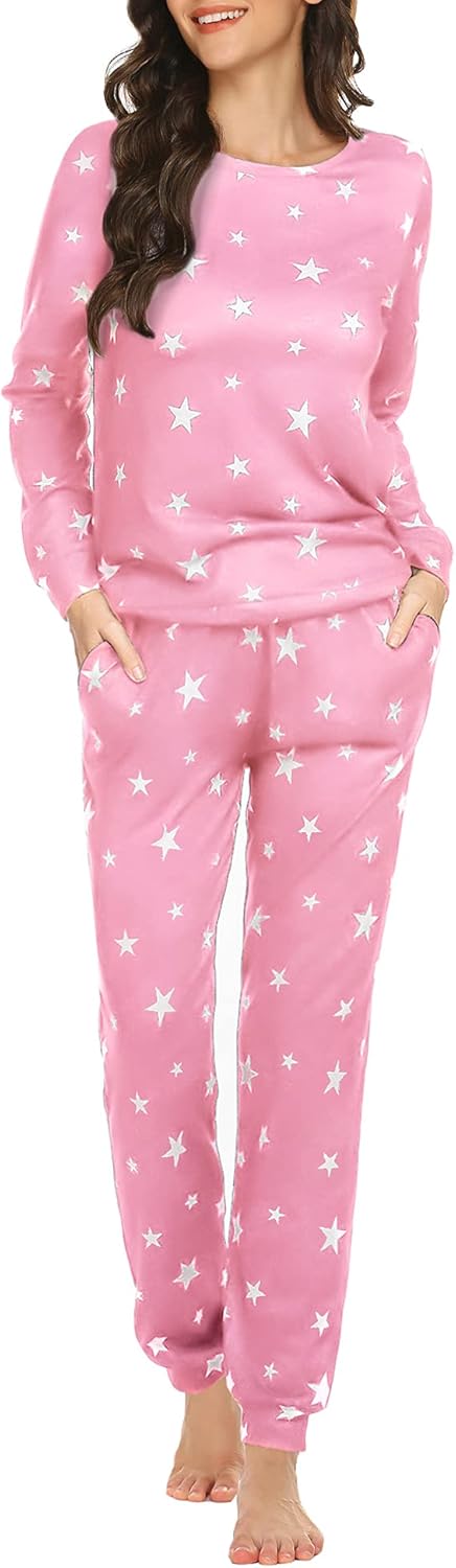Ekouaer Womens Jogger Pajama Sets for Cozy Sleep and Lounge