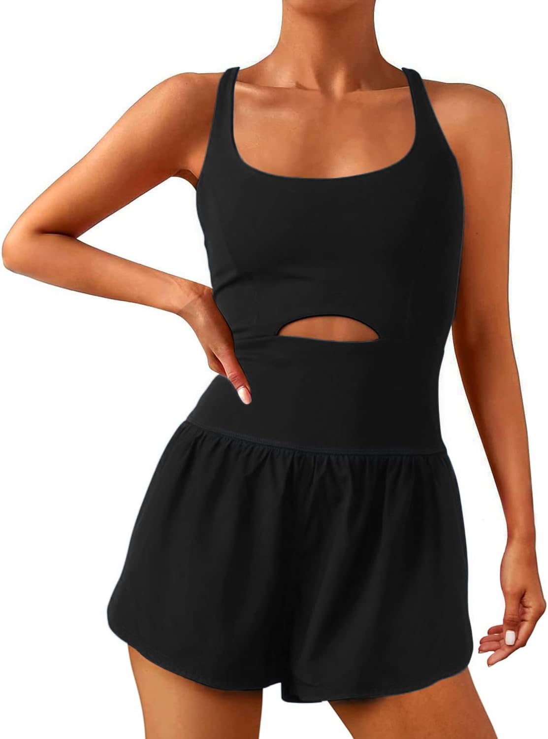 Wenlia Women Workout Romper Onesie with Padded Bras for Fitness
