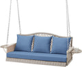 Upgraded Wicker Hanging Porch Swing 900 LBS Capacity - 3-Seat Comfort