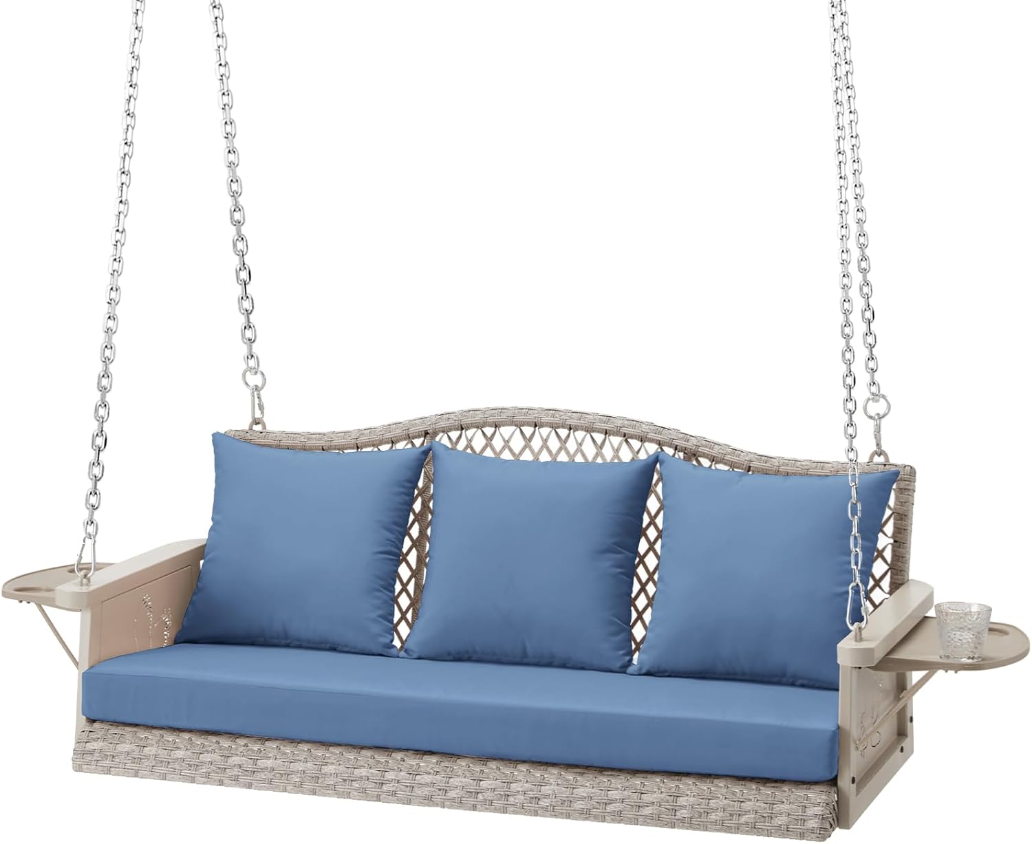 Upgraded Wicker Hanging Porch Swing for Outdoor Relaxation