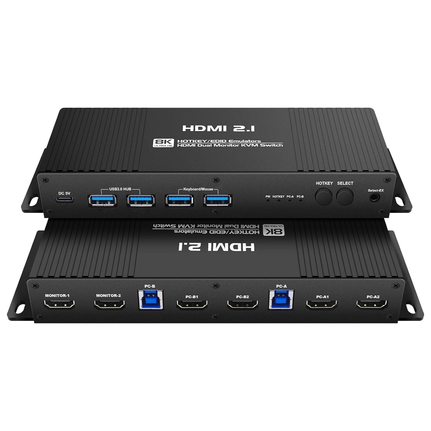 Hdmi KVM Switch for 2 Monitors and 2 Computers 4K 144Hz