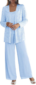 3 Pieces Chiffon Mother of The Bride Pant Suits (Style 2DQW)