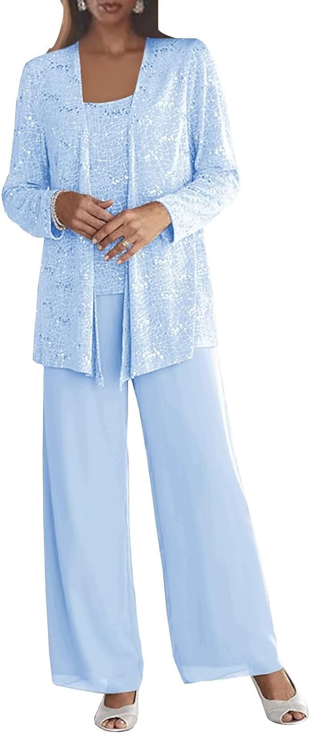 Chiffon Mother of The Bride Pant Suits for Elegant Weddings