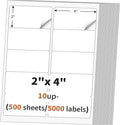 2 in x 4 in Address Labels (500 Sheets, 5000 Labels) - Durable Matte