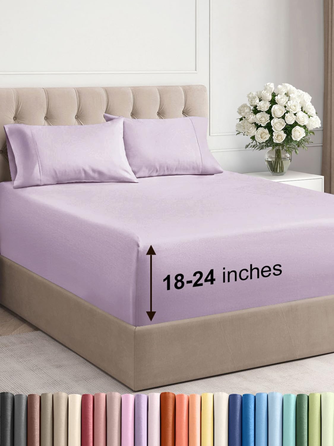 Extra Deep Pocket Full Sheets - Soft & Cooling Bed Sheet Set