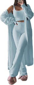 Fixmatti Women's Fuzzy 3 Piece Sweatsuit Lounge Set (Style 2ZZT)