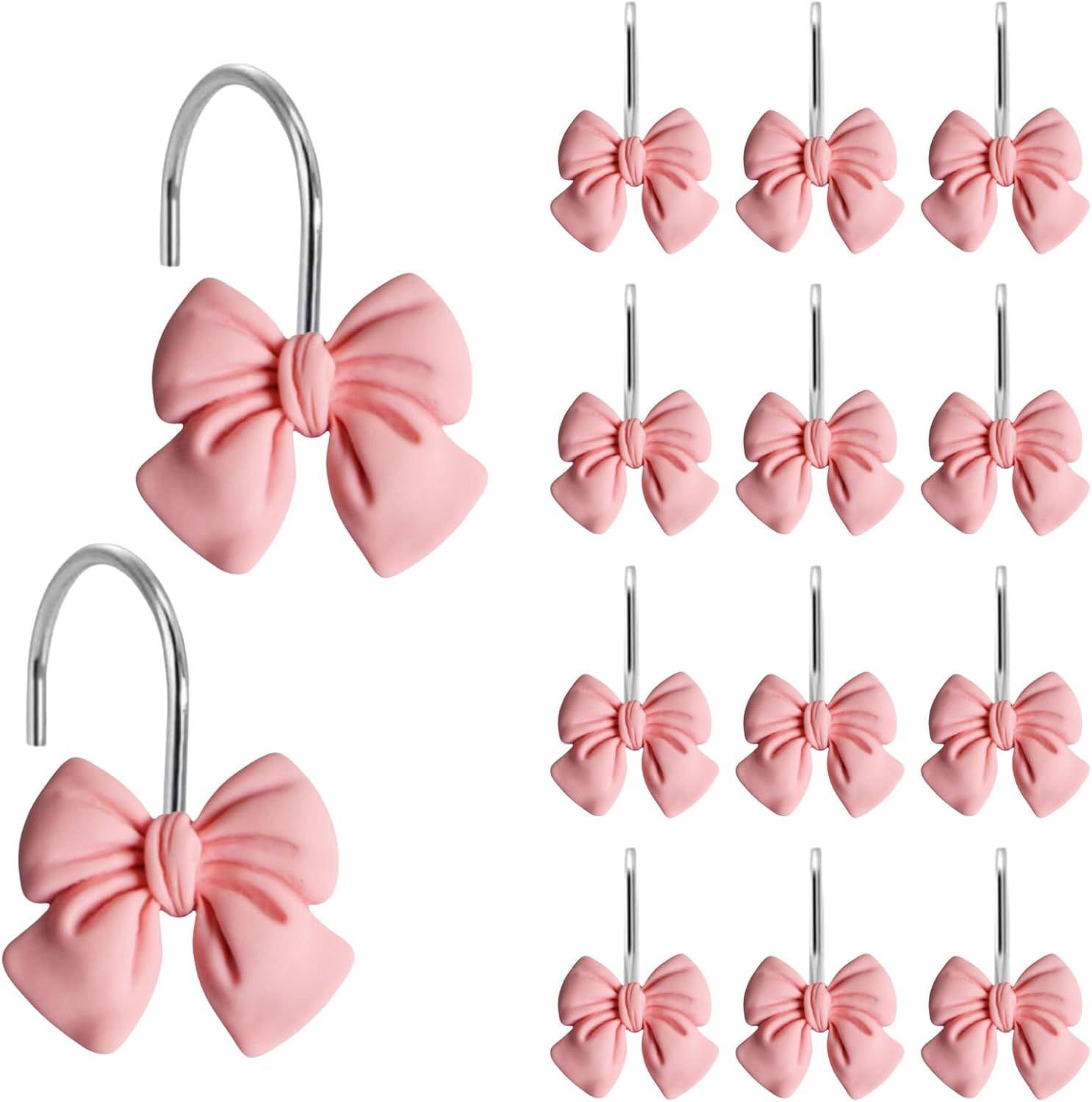 Pink Bow Shower Curtain Hooks Set - Cute & Cozy Touch for Your Space