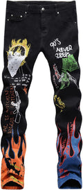 Baylvn Men's Casual Printed Slim Fit Jeans for Trendy Style