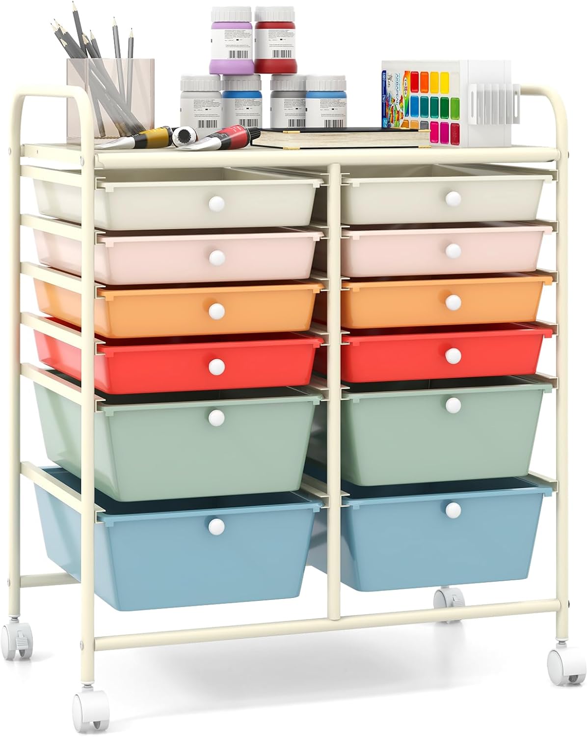 Giantex 12 Drawer Rolling Storage Cart for Office & Crafts