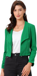 Stylish Notched Lapel Cropped Blazer for Women with Ruched Sleeves