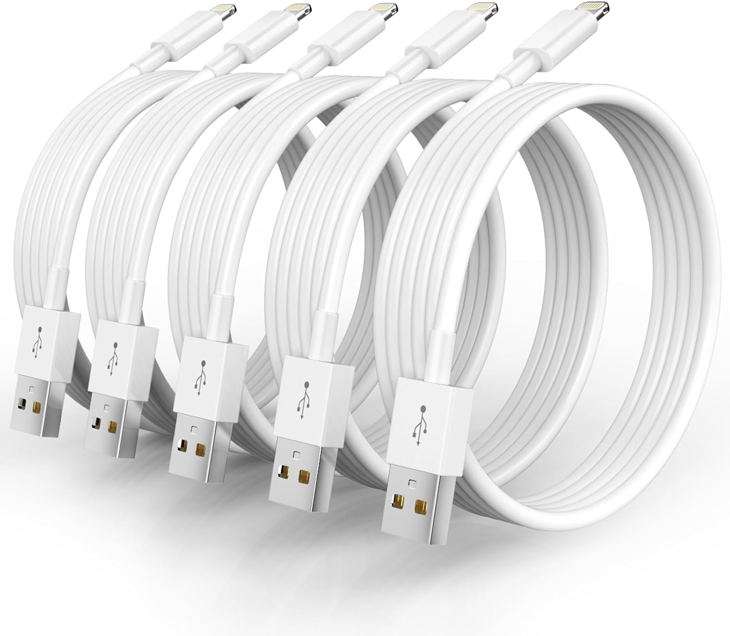 Fast Charging 10FT iPhone Cable 5-Pack - Apple MFi Certified