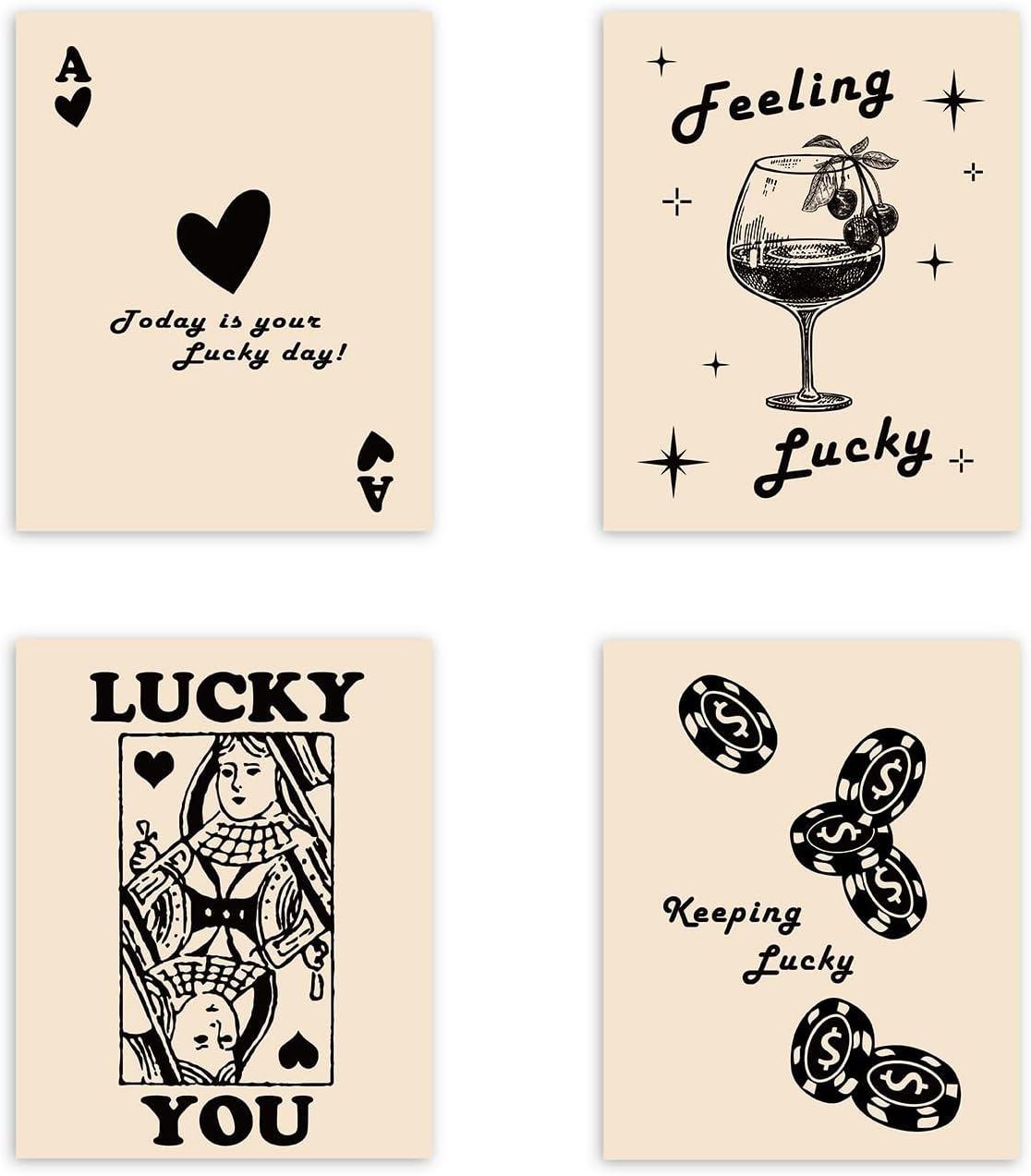 Black & White Poker Art Set - Trendy Home Decor