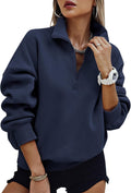 PRETTYGARDEN Half Zip Oversized Sweatshirt - Cozy Everyday Layer
