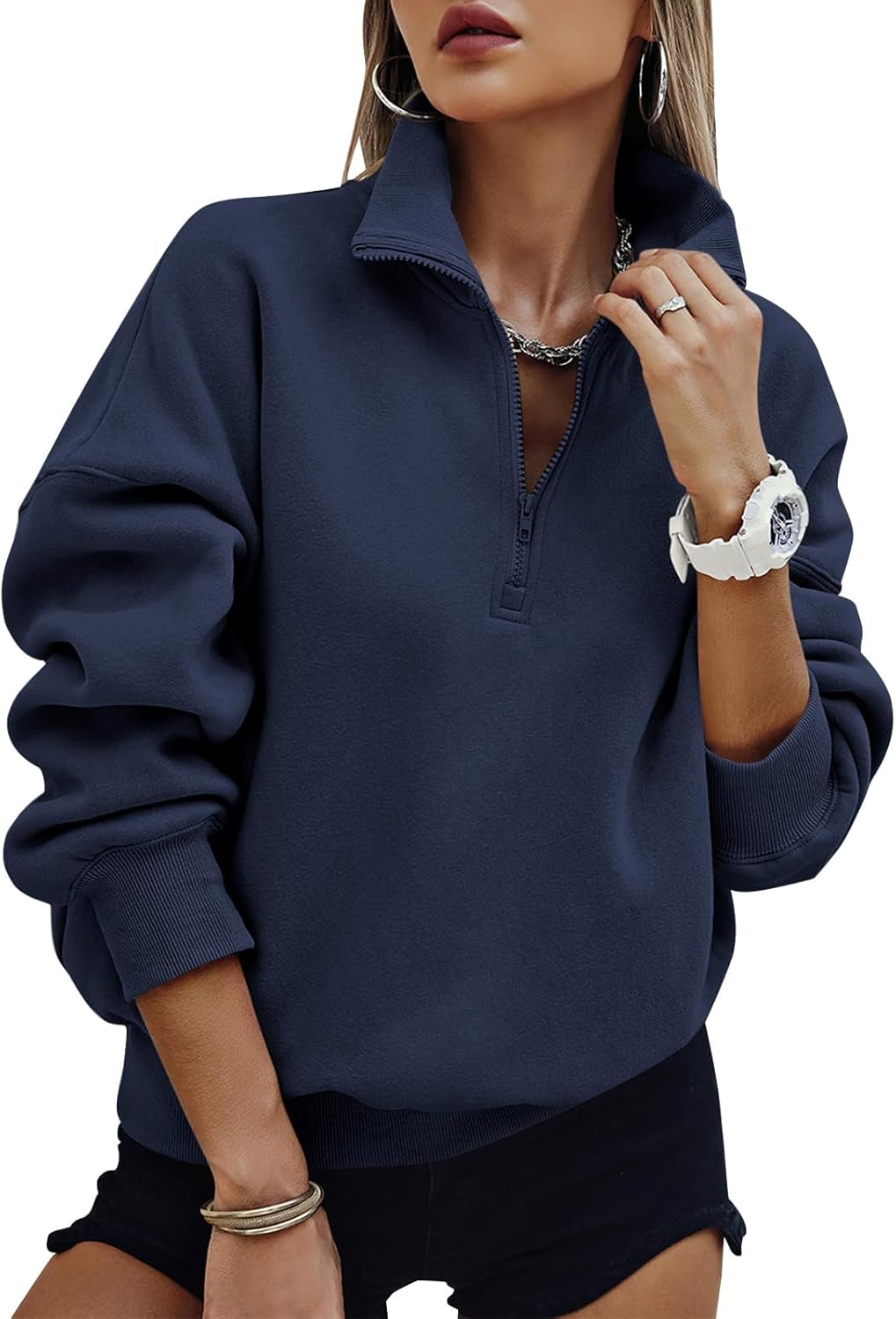 PRETTYGARDEN Womens Half Zip Oversized Sweatshirts for Fall