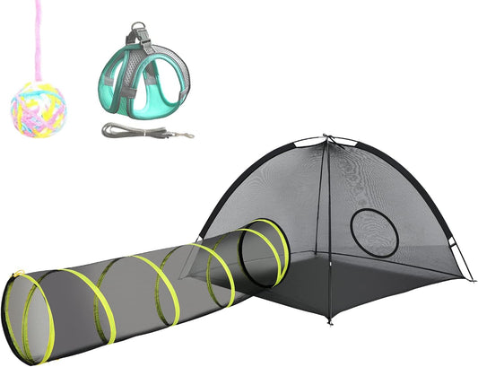 Portable Cat Tunnel & Harness Set by Wilwolfer