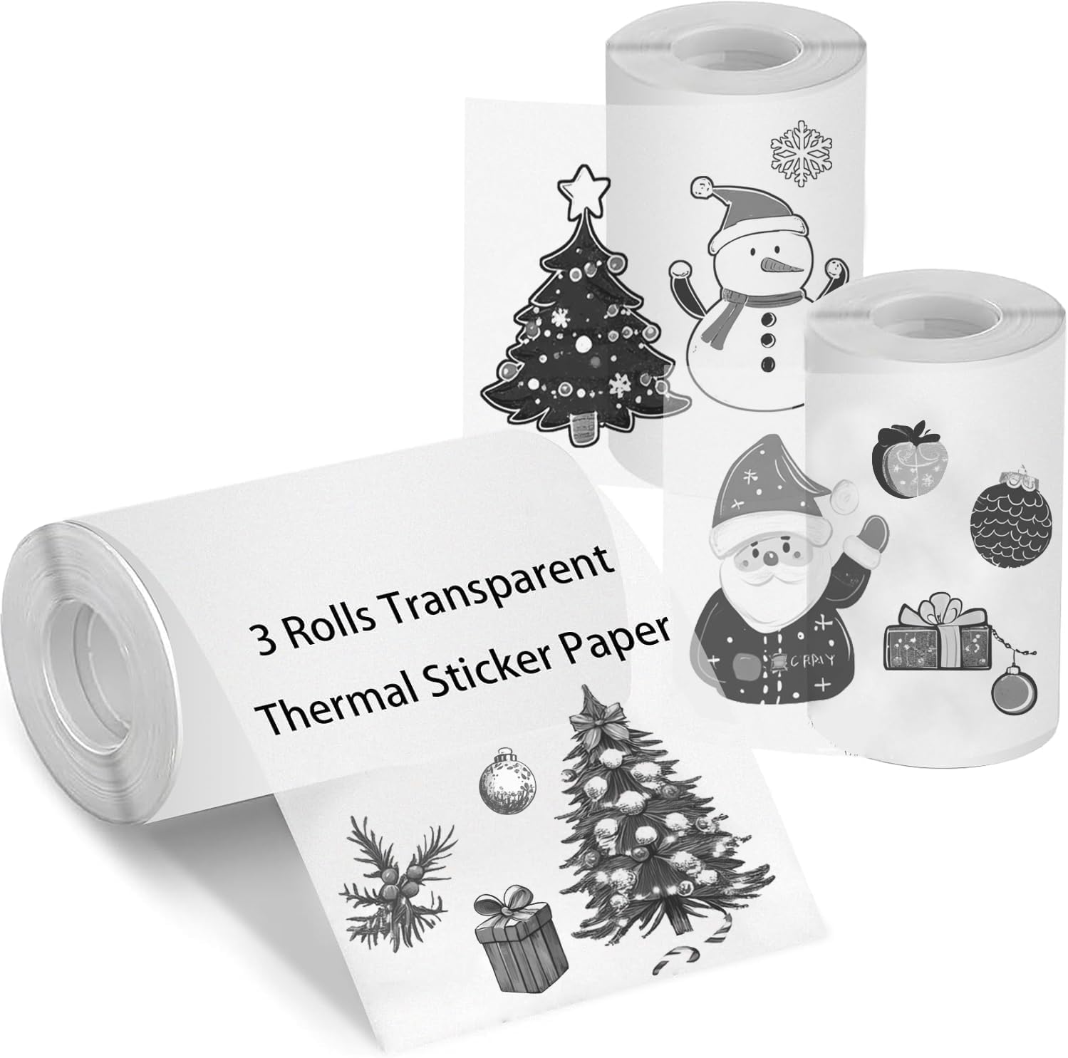 Glossy Transparent Thermal Paper Rolls - 3 Pack