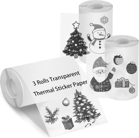 Glossy Transparent Thermal Paper Rolls - 3 Pack