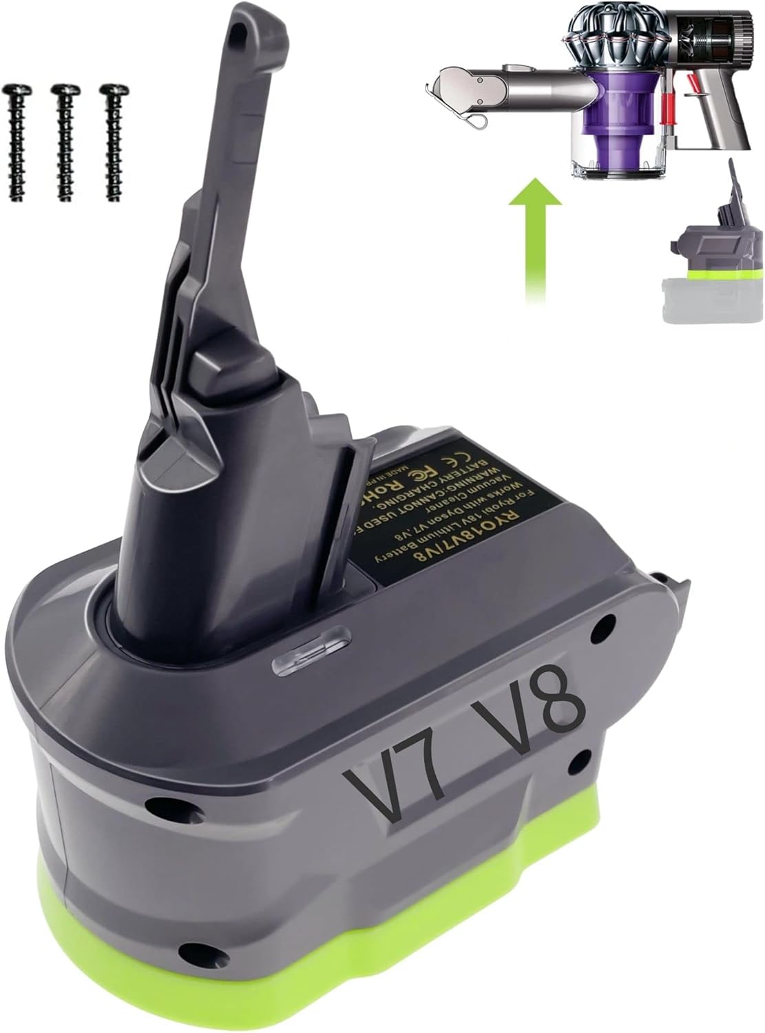MAKBOS Adapter for Dyson V7V8 - Longer Vacuum Run!