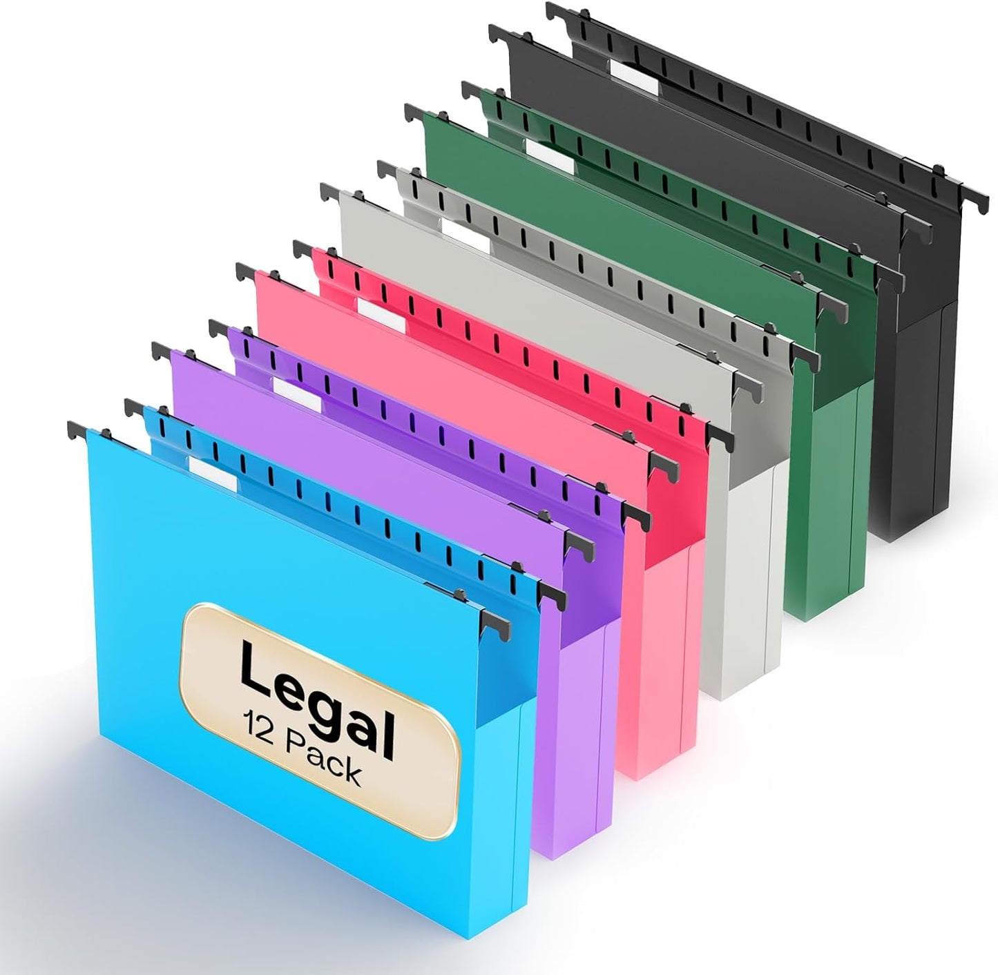 Durable Legal Size Hanging File Folders with 2 Inch Expansion