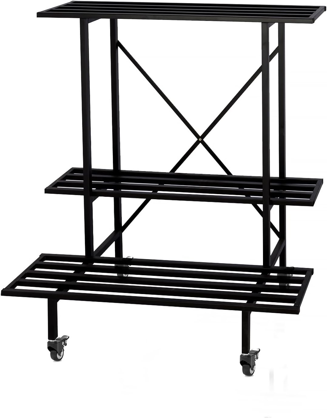 3 Tier Metal Plant Stand with Wheels for Space Saving Use 660 lbs