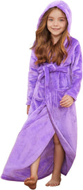 Girls Plush Full Length Hooded Robe by Jxstar for Relaxation
