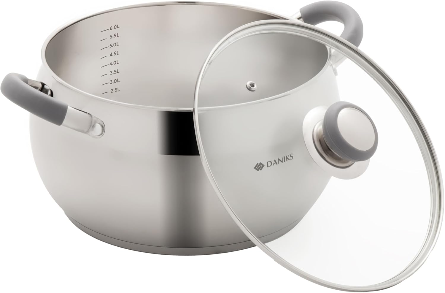Daniks Modern Stainless Steel Stock Pot for Soup and Stew
