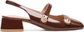 Slingback Mary Jane Heels for Women Low Block Heel - Glossy Faux