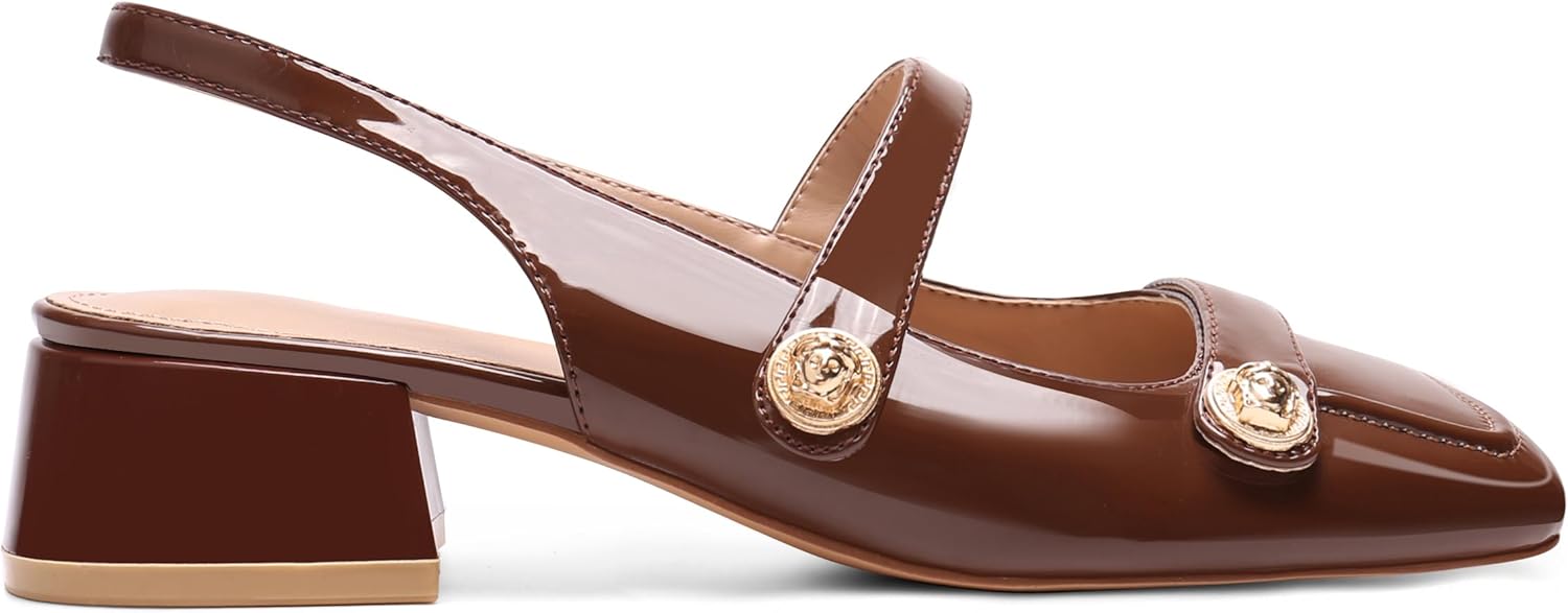 Slingback Mary Jane Heels for Women with Low Block Heel Style