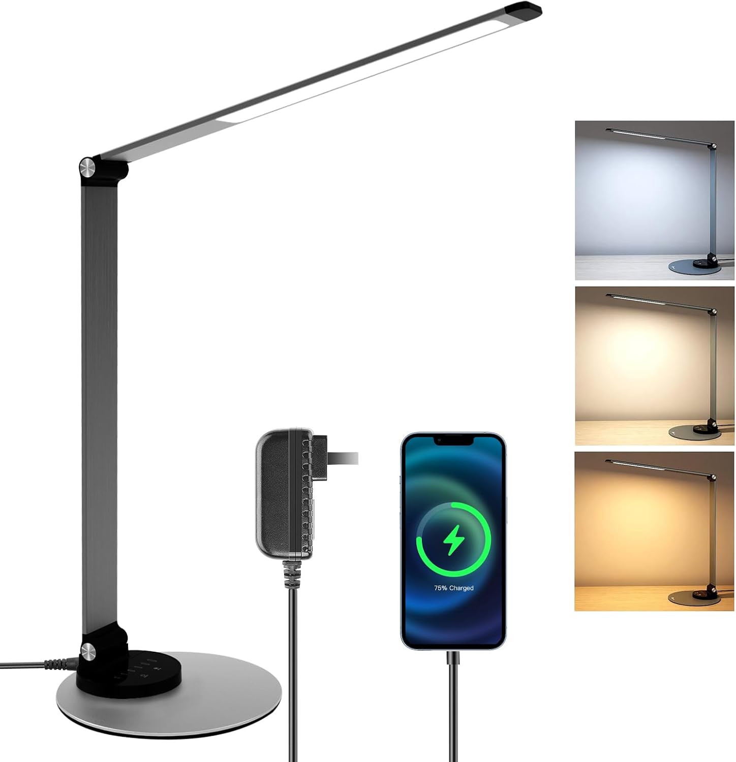 LED Desk Lamp for Home Office with USB Charging and Touch Control