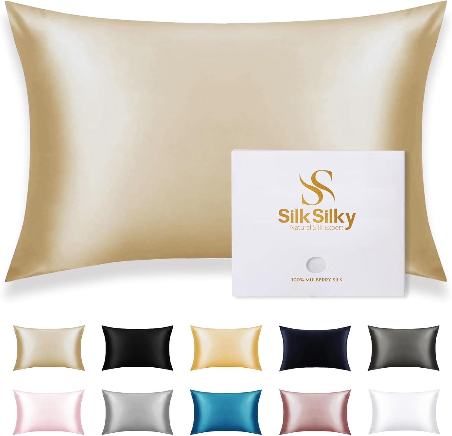 100% Mulberry Silk Pillowcase for Hair & Skin - King Size