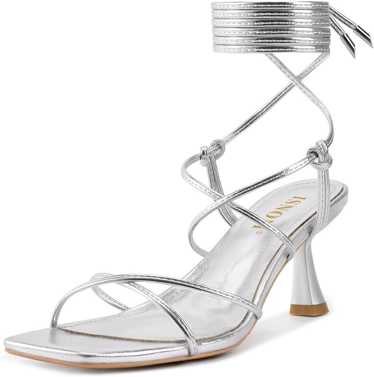 Stylish ISNOM Strappy Sandals with Kitten Heels for Women