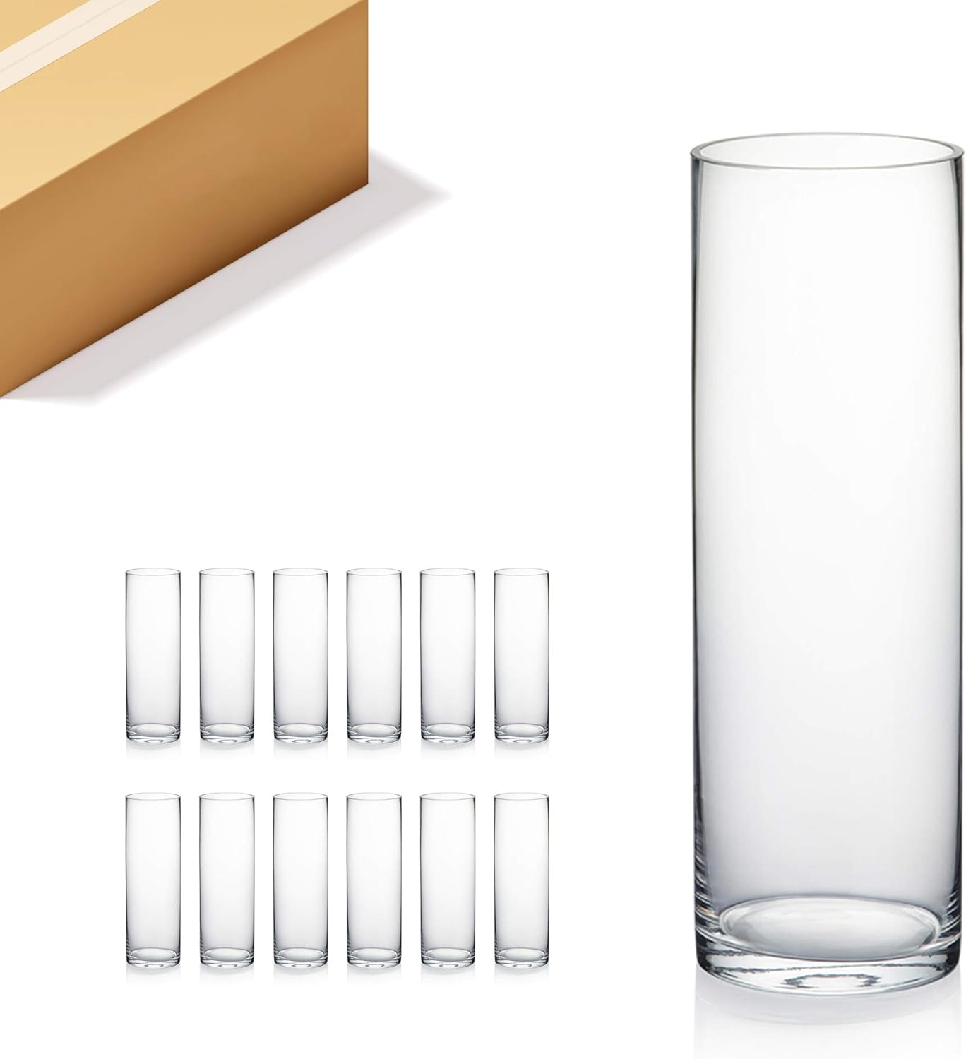 Quality Thick Weighted Clear Cylinder Glass Vases for Decor