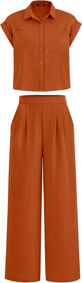 Womens 2 Piece Cap Sleeve Top & Palazzo Pants Set - Lightweight Summer