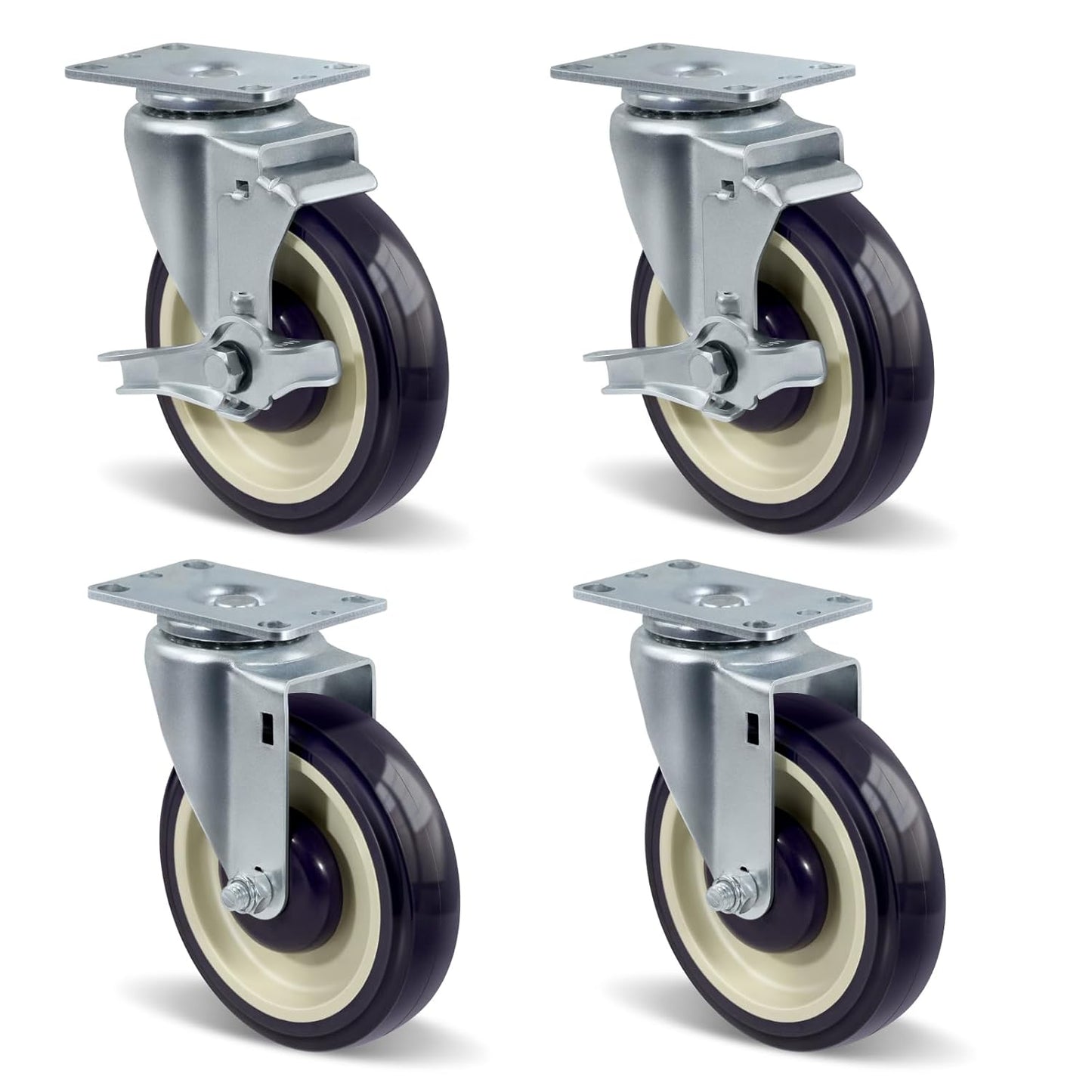 5 Inch Caster Wheels Heavy Duty Set of 4 for Smooth Rolling