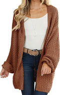 Womens Long Sleeve Open Front Chunky Knit Cardigan - Cozy Layer