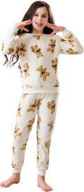 Girls Fleece Pajamas Pullover Sweatshirt Pants Set - Warm & Soft