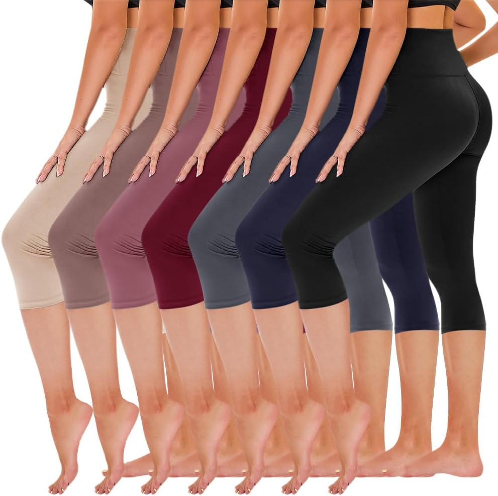 High Waisted Yoga Pants with Pockets - 7 Pack Leggings