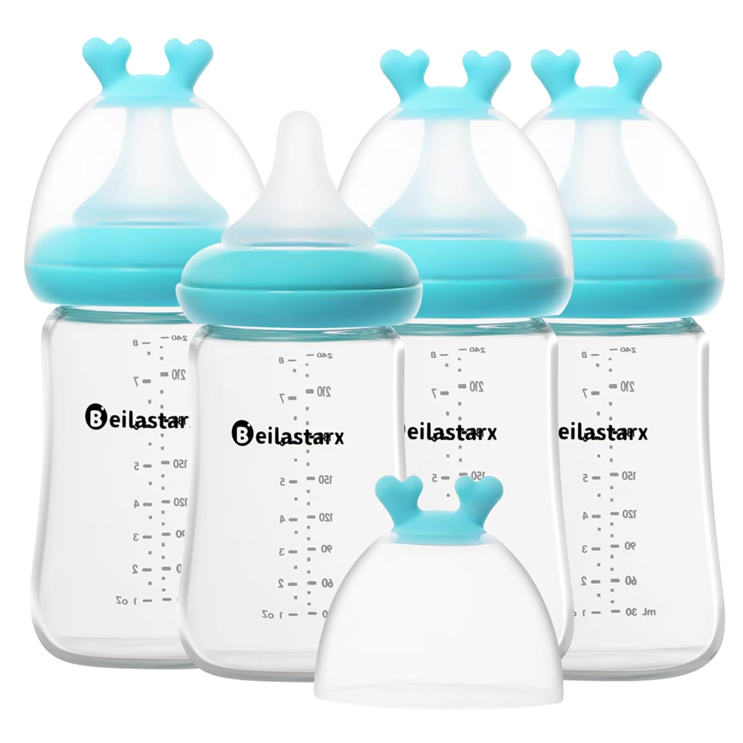 Glass Baby Bottles with Natural Response Nipple Size M - 8oz