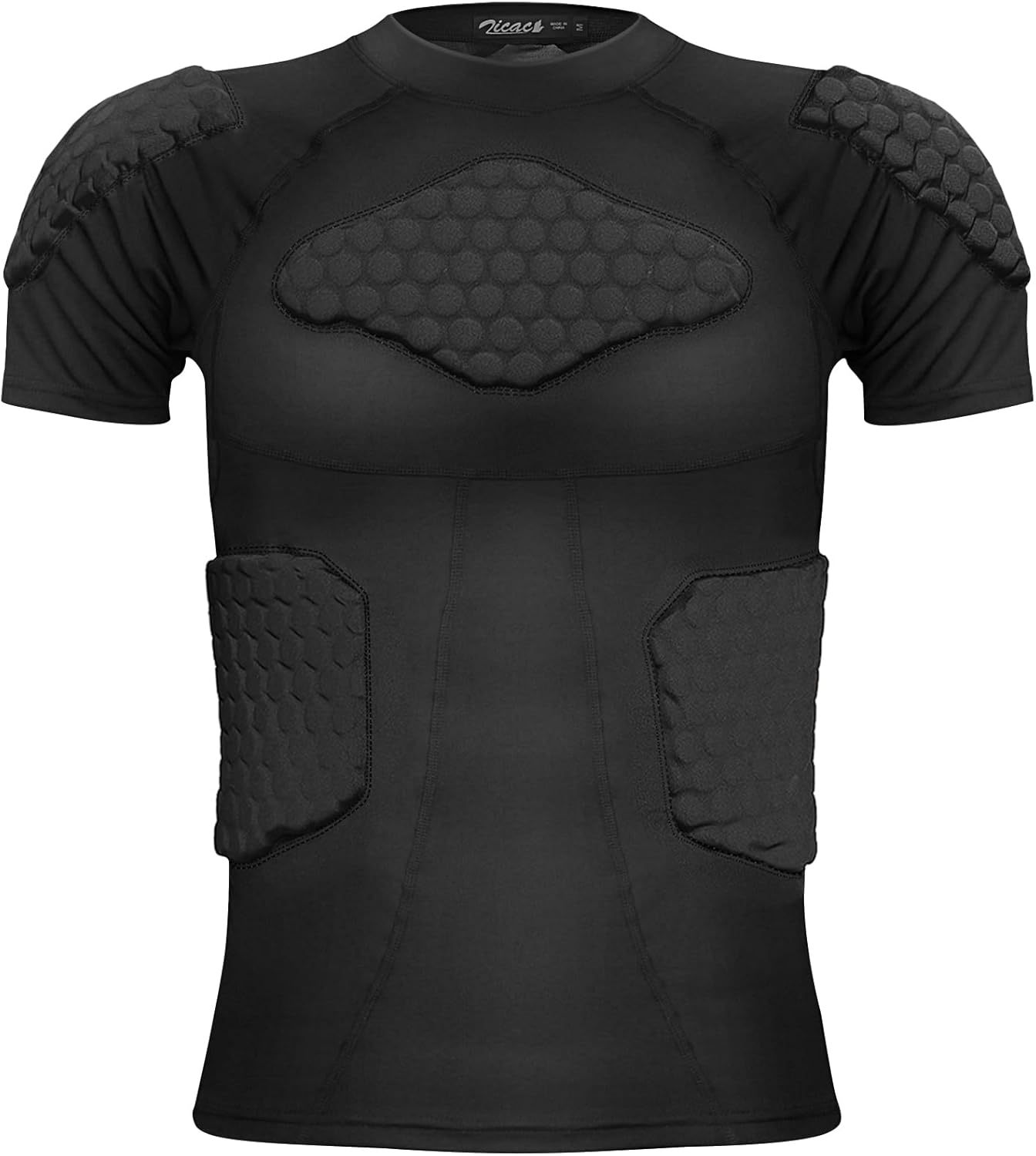 Zicac Men's Sports Shock Rash Guard Compression Padded Shirt