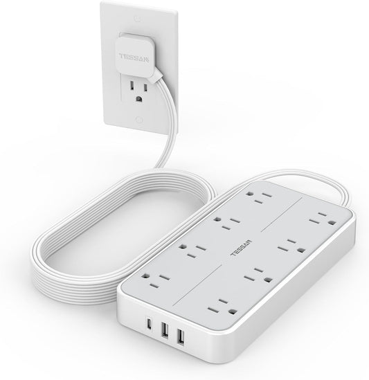 TESSAN 8-Outlet Surge Protector + USB Charging Station