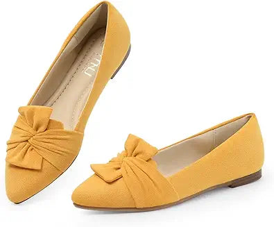 MUSSHOE Women's Dressy Pointed Toe Bowknot Ballet Flats Shoes