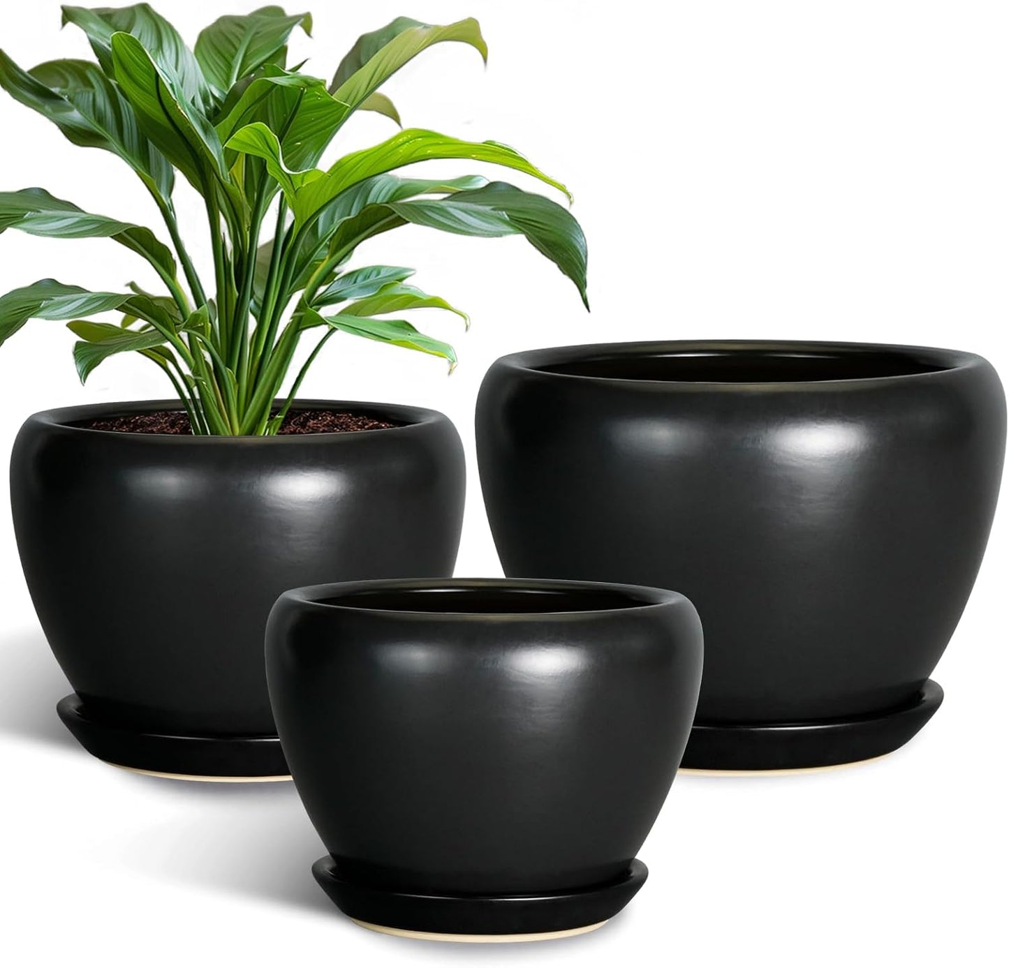 Ceramic Planters Pots Set of 3 - Perfect for Indoor Plants