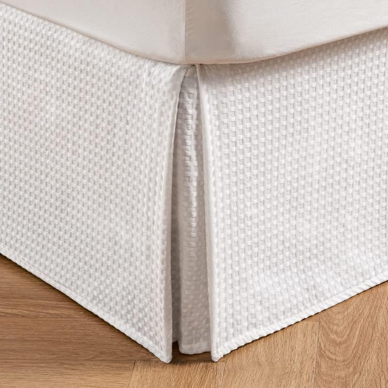 MIYE Pleated Waffle Weave Bed Skirt for a Clean Look