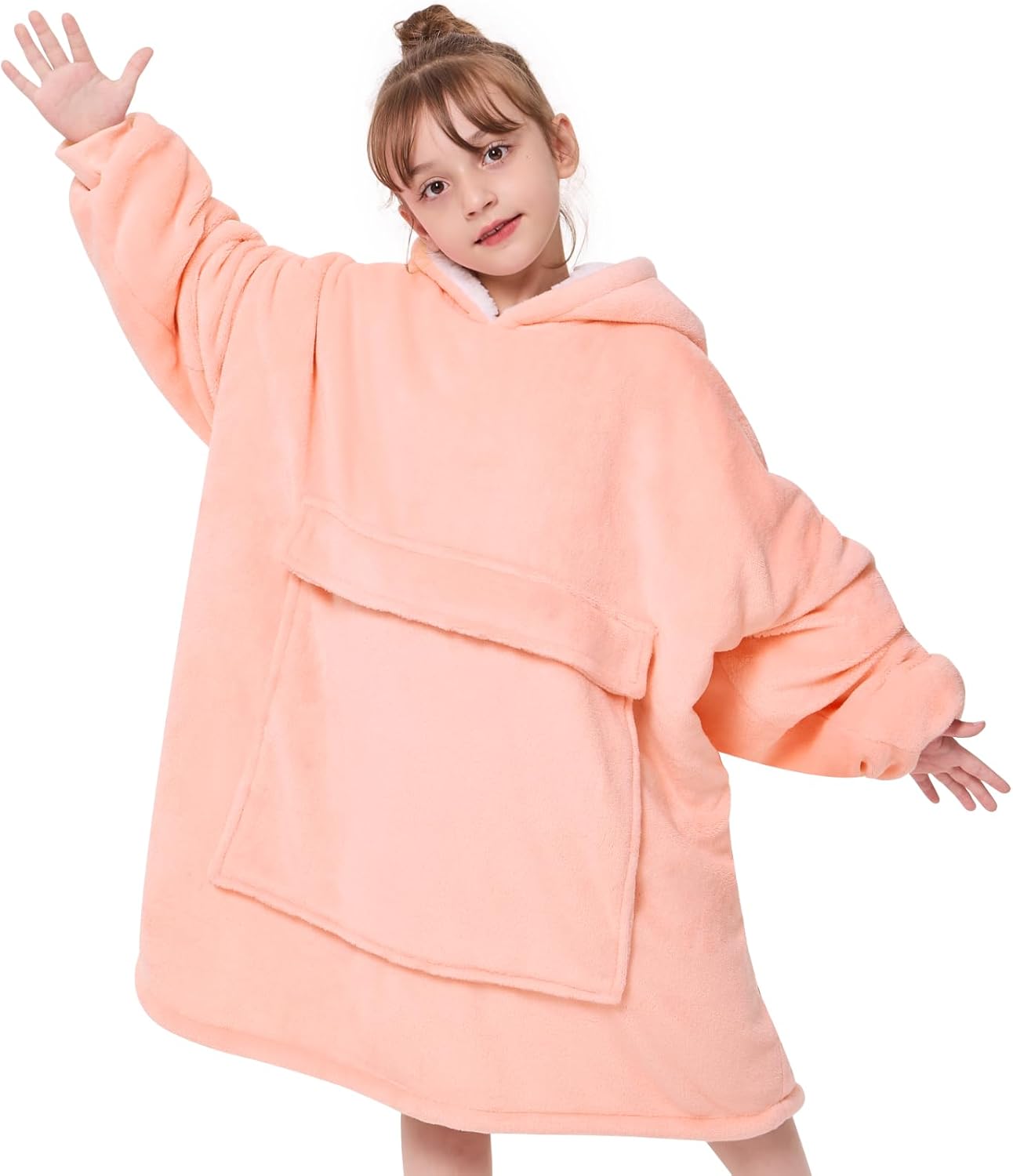 Yescool Wearable Blanket Hoodie for Kids - Cozy Sherpa Sweatshirt